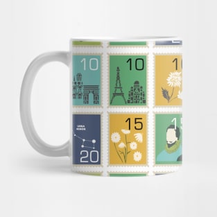 Cute Postage Stamps Pattern Mug